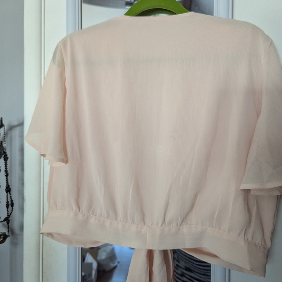 Elegant Pink Tie-Front Blouse - Picture 5 of 6